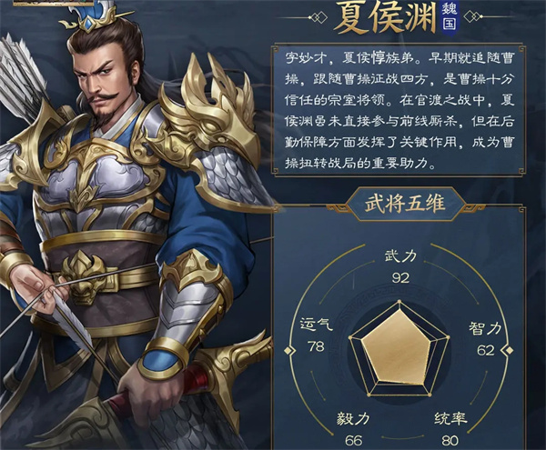新三國志曹操傳夏侯淵介紹及陣容搭配