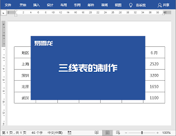 Word中如何制作三線表